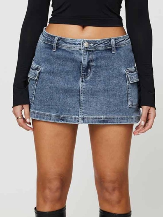 Princess Polly Dresses & Skirts - Princess Polly Blue Denim Cargo Mini Skirt